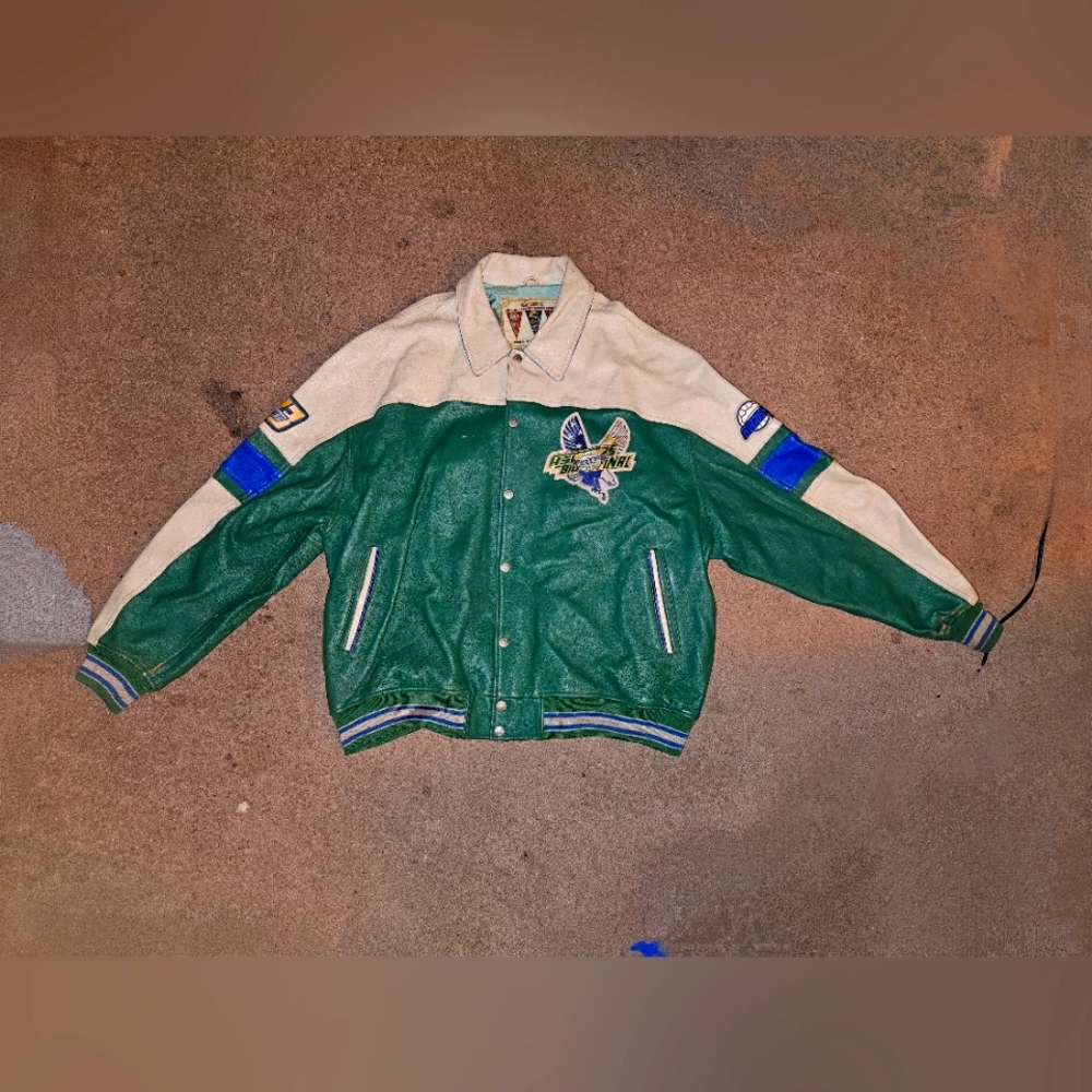 Avirex USA Leather Jacket Men's Green and Cream Jacket 6XL